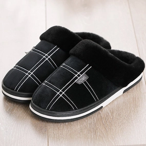 Fancy Slides CYFMYD Men Slippers Suede Gingham Short Plush Non slip Cozy Velvet Waterproof Fur